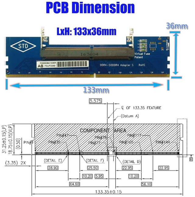 Alt view image 8 of 12 - PC Components Laptop DDR4 SO-DIMM to Desktop DIMM Memory RAM Connector Converter Desktop PC Add on Cards Memory RAM DIMM Adapter