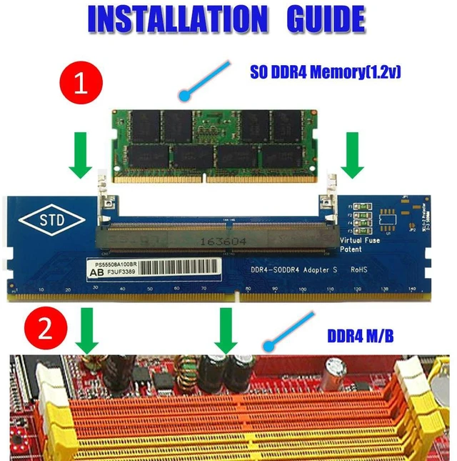 Alt view image 12 of 12 - PC Components Laptop DDR4 SO-DIMM to Desktop DIMM Memory RAM Connector Converter Desktop PC Add on Cards Memory RAM DIMM Adapter