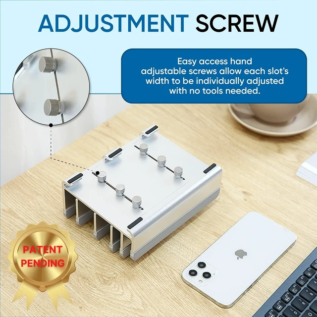 Alt view image 8 of 10 - Elestoria 5- Slot Vertical Laptop Stand - Aluminum Laptop Stand Vertical for Desk - Adjustable Width (12-38mm) Fits MacBook Pro/Air, Surface & Gaming Laptops upto 17.3"-Heavy Duty Laptop Holder-Silver