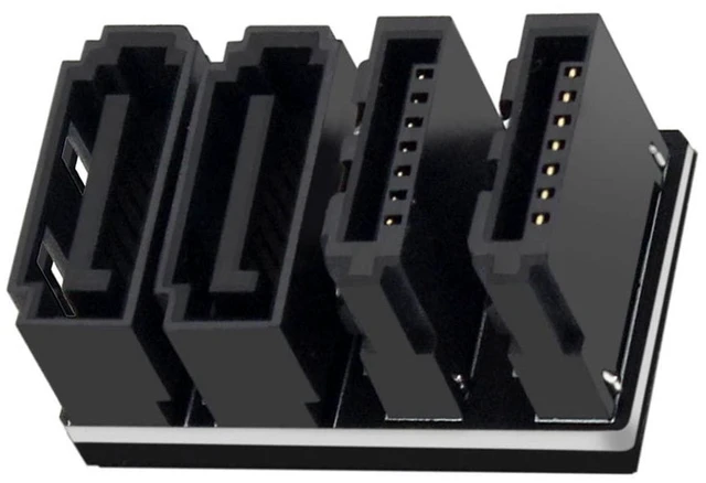 Alt view image 8 of 14 - xiwai SATA 7Pin Female to 7Pin Male 360 Degree Angled Adapter Dual Port Low Profile for Desktops SSD HDD Mainboard Motherboard