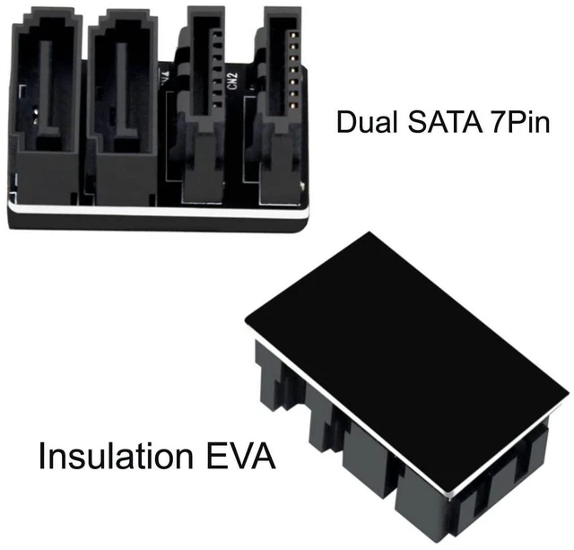 Alt view image 10 of 14 - xiwai SATA 7Pin Female to 7Pin Male 360 Degree Angled Adapter Dual Port Low Profile for Desktops SSD HDD Mainboard Motherboard
