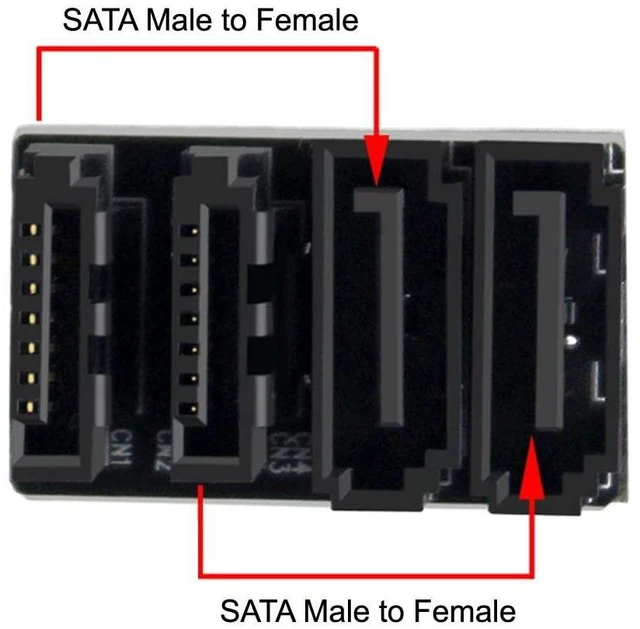 Alt view image 11 of 14 - xiwai SATA 7Pin Female to 7Pin Male 360 Degree Angled Adapter Dual Port Low Profile for Desktops SSD HDD Mainboard Motherboard