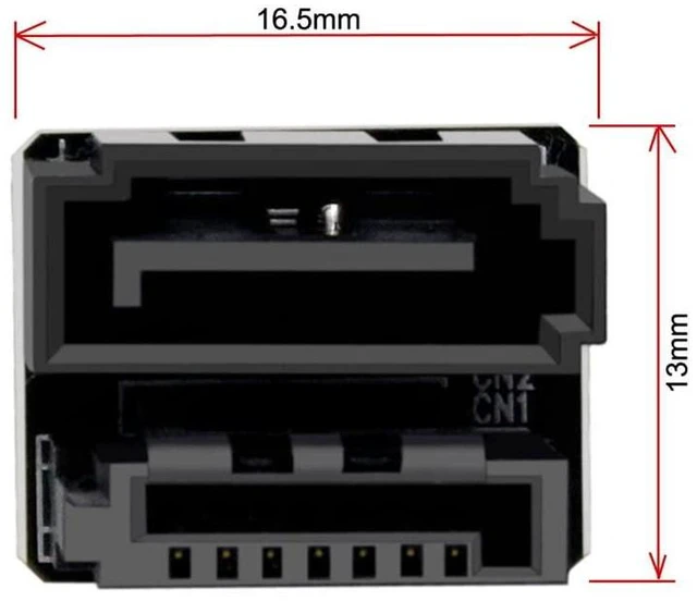 Alt view image 11 of 14 - SATA 7Pin Female to 7Pin Male 360 Degree Angled Adapter for Desktops SSD HDD Mainboard Motherboard