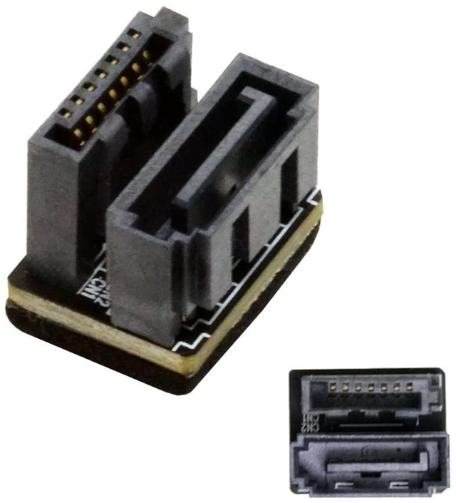 Alt view image 13 of 14 - SATA 7Pin Female to 7Pin Male 360 Degree Angled Adapter for Desktops SSD HDD Mainboard Motherboard