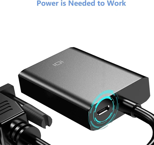 Alt view image 12 of 14 - VGA to HDMI Adapter for Connecting Traditional VGA Interface Laptop PC to HDMI Monitor or Projector 1080P VGA Male to HDMI Female Converter with 3.5mm Audio Lead and Power Supply Port