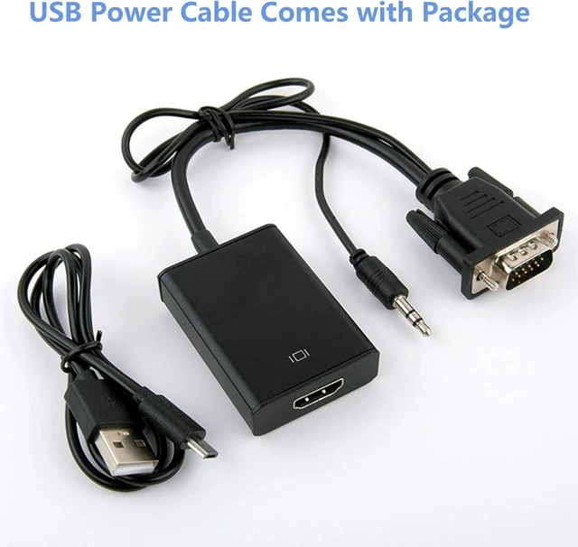 Alt view image 13 of 14 - VGA to HDMI Adapter for Connecting Traditional VGA Interface Laptop PC to HDMI Monitor or Projector 1080P VGA Male to HDMI Female Converter with 3.5mm Audio Lead and Power Supply Port