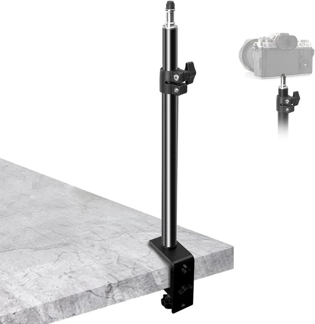 Alt view image 8 of 14 - Desk Mount Stand Camera Desk Mount Stand Adjustable 14-24 inch Table Multi Mount Stand Padded Desk Clamp with Standard 1/4'' Screw Tip for DSLR Camera, Panel Lights, Ring L