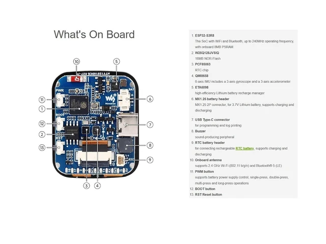 Alt view image 12 of 14 - ESP32-S3 MCU Board with 1.69inch LCD Touch Display, 240×280 Pixels 262K Color, Support 2.4GHz Wi-Fi & Bluetooth 5, 32-Bit LX7 Dual-Core Processor