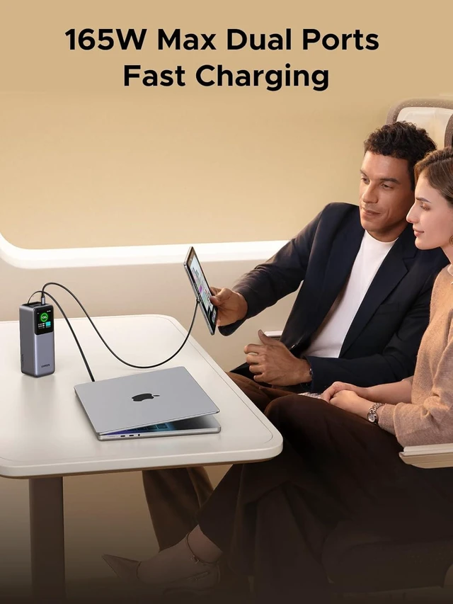 Alt view image 10 of 14 - UGREEN Nexode Power Bank 20000mAh 165W with Built-in USB C Cable Laptop Travel Portable Charger, 100W Input, Fast Charging for MacBook Pro/Air/iPhone 16/iPad Pro/Galaxy S25 Ultra/Dell/HP and More