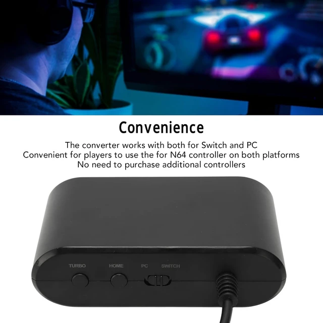 Alt view image 9 of 14 - for N64 Controller Adapter for PC, Game Controller Converter Two for N64 Controllers to for or PC Supports for Home for Turbo 2 in 1 Gamepad Adapter