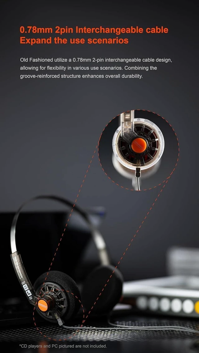 Alt view image 14 of 14 - Moondrop Old Fashioned 40mm On Ear Headphone with 0.78mm 2pin Open Back Headphone (3.5mm Jack)