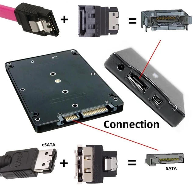 Alt view image 9 of 14 - 2pcs/lot SATA 7Pin Male to ESATA Female & External ESATA to SATA Adapter Extender for SSD Disk
