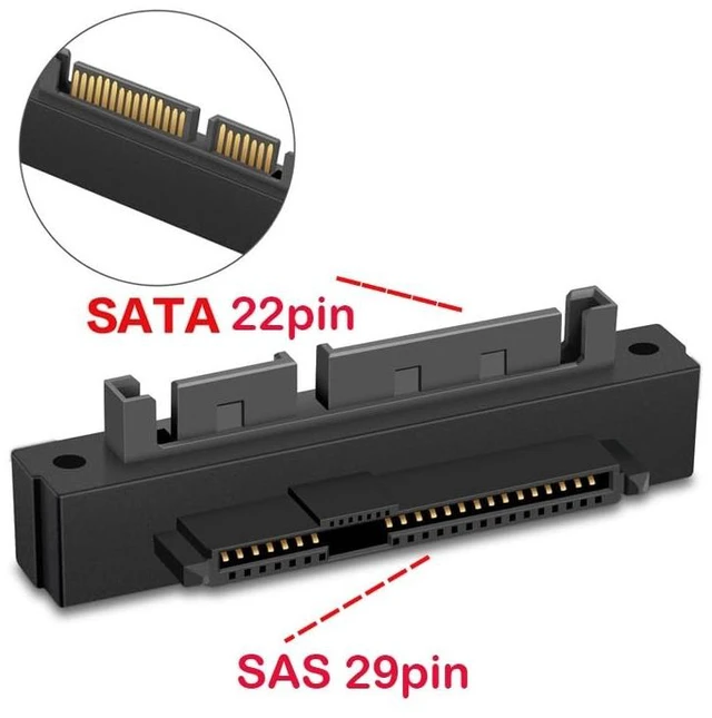 Alt view image 6 of 8 - 2pcs SAS to SATA Converter,SFF-8482 29Pin SAS HDD to Motherboard 22Pin SATA Adapter Angled Card Motherboard Required with SAS Hybrid Controller