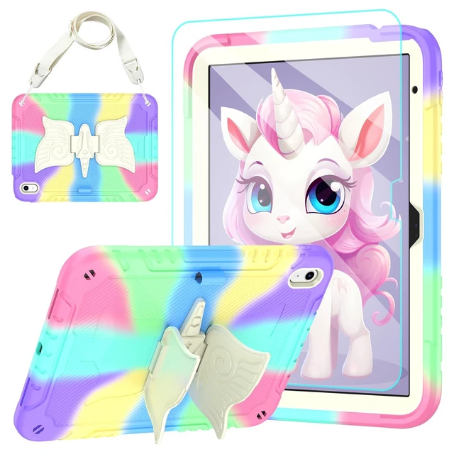 Alt view image 6 of 10 - TOMORRY for iPad (A16) 11th Generation 11 Inch 2025/iPad 10th Generation Case 10.9 Inch 2022 with Tempered Glass Screen Protector,Unicorn Stand,Shoulder Strap,for iPad 10 Case Kids Girls (Colourful)