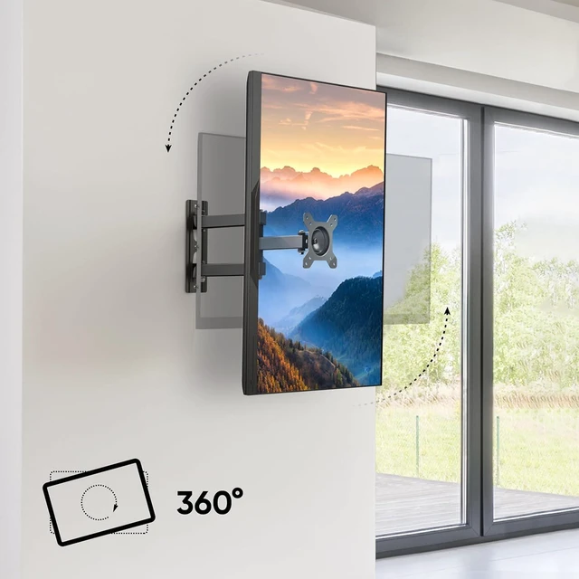 Alt view image 10 of 14 - Small TV Wall Mount for 10-32 Inch Screen up to 33 lbs, Rotating TV Mount Swivel and Tilt Full Motion - 75x75 & 100x100 VESA Monitor Wall Mount Arm/Corner Television Bracket Black