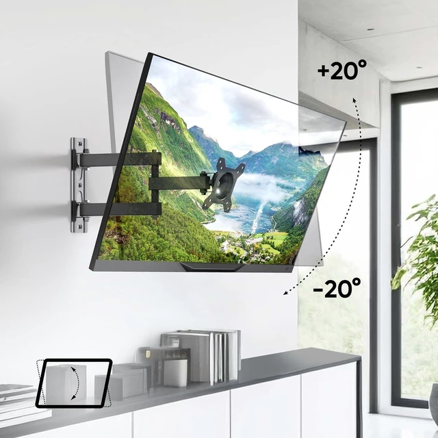 Alt view image 11 of 14 - Small TV Wall Mount for 10-32 Inch Screen up to 33 lbs, Rotating TV Mount Swivel and Tilt Full Motion - 75x75 & 100x100 VESA Monitor Wall Mount Arm/Corner Television Bracket Black