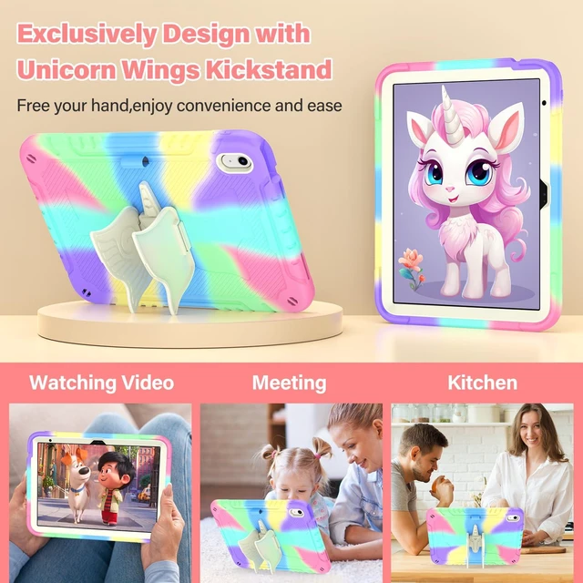Alt view image 10 of 10 - TOMORRY for iPad (A16) 11th Generation 11 Inch 2025/iPad 10th Generation Case 10.9 Inch 2022 with Tempered Glass Screen Protector,Unicorn Stand,Shoulder Strap,for iPad 10 Case Kids Girls (Colourful)