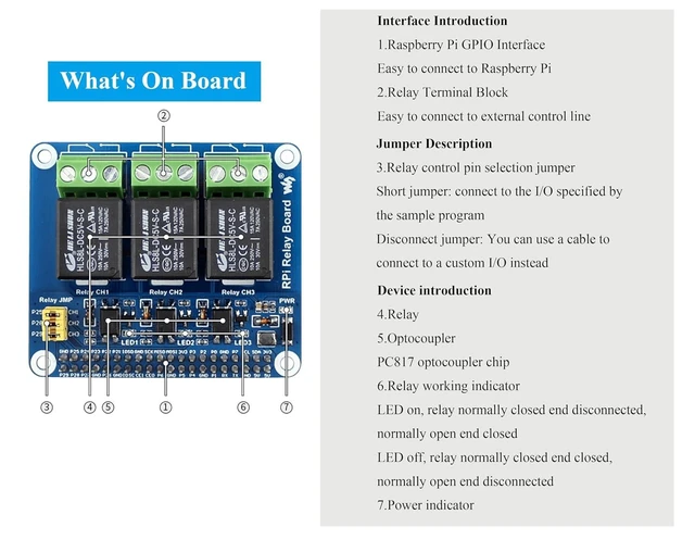 Alt view image 14 of 14 - 3 Channel Relay Board 5A 30V DC Expansion Board Compatible with Raspberry Pi 5/4B/3B+/3B/Zero W/Zero 2W/Pico W/Pico 2W, with Isolated Optocoupler