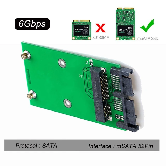 Alt view image 13 of 14 - 50Pin Mini PCI-E mSATA SSD to Micro SATA 7+9P 16Pin PCBA Conveter Adapter 6Gbps PCBA Card Enclosure Without Case