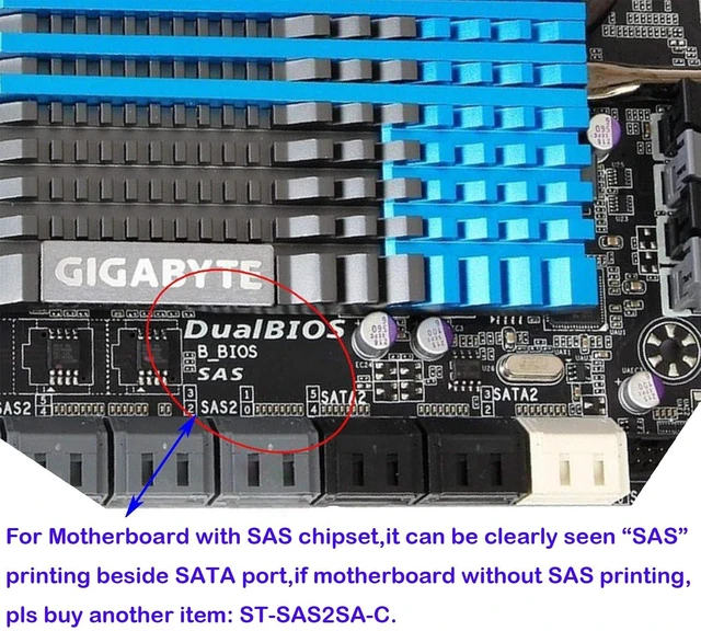 Alt view image 7 of 8 - 2pcs SAS to SATA Converter,SFF-8482 29Pin SAS HDD to Motherboard 22Pin SATA Adapter Angled Card Motherboard Required with SAS Hybrid Controller