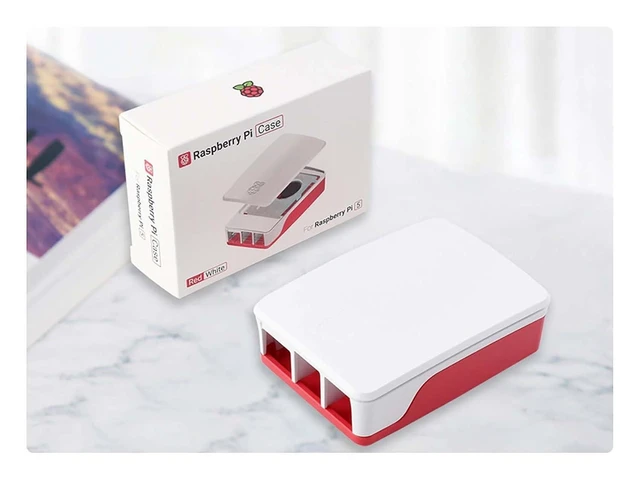 Alt view image 10 of 10 - for Raspberry Pi Official Case Fits Raspberry Pi 5 with Built-in Cooling Fan Red/White Color Precise Openings for Sorts of Connectors