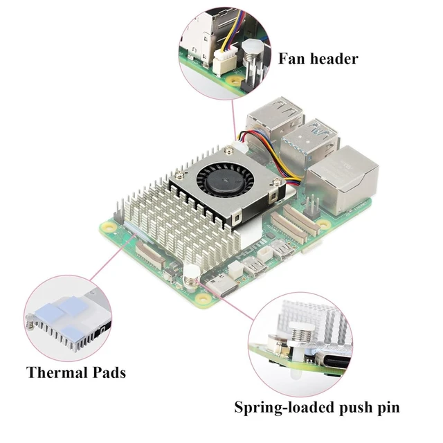 Alt view image 10 of 11 - for Raspberry Pi Official Active Cooler Suitable for Raspberry Pi 5 with Temperature-Controlled Blower Fan Aluminium Heatsink