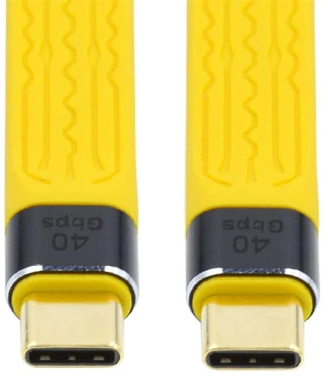 Alt view image 14 of 14 - Yellow Type-C USB-C Male to Male USB4 40Gbps 100W 8K Flat Slim FPC Data Cable for Laptop & Phone 13cm