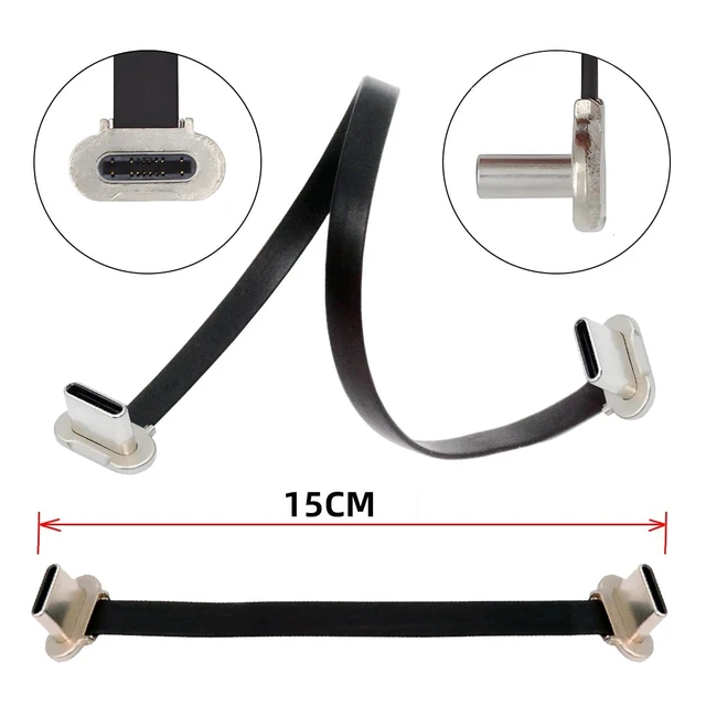 Alt view image 13 of 14 - Same Direction Dual Angled Ultra Slim Flat USB-C Type C to USB-C 90 Degree Angled Connector Power USB2.0 Data Cable 65W Fast Charge Compatible with Laptop Tablet Phone (150mm)