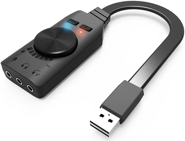 Alt view image 8 of 14 - External Sound Card Virtual 7.1CH USB Sound Card Volume Adjustable 3-Port Output for Gaming Headset Earphone PS4 Laptop Desktop Windows Mac OS Linux, Plug Play