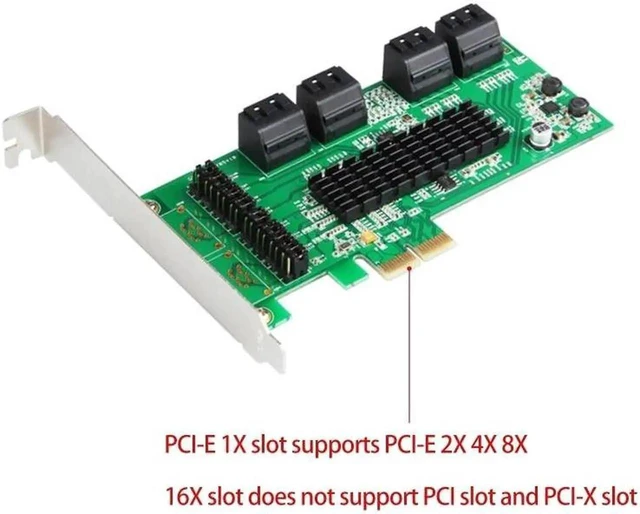 Alt view image 8 of 12 - 8 Port Sata 3 PCI Express Expansion Card PCI-E Sata Controller PCIe 1X to Sata III 6Gb Adapter Add On Cards For HDD SSD