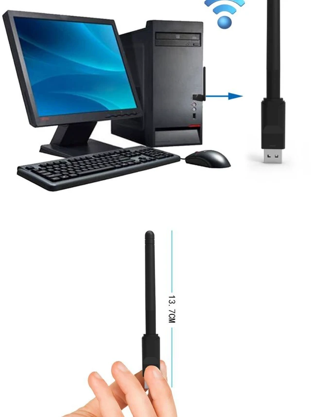 Alt view image 10 of 10 - Ralink RT5370 USB 2.0 150mbps WiFi Wireless Network Card 802.11 B/g/n LAN Adapter With Rotatable Antenna Black