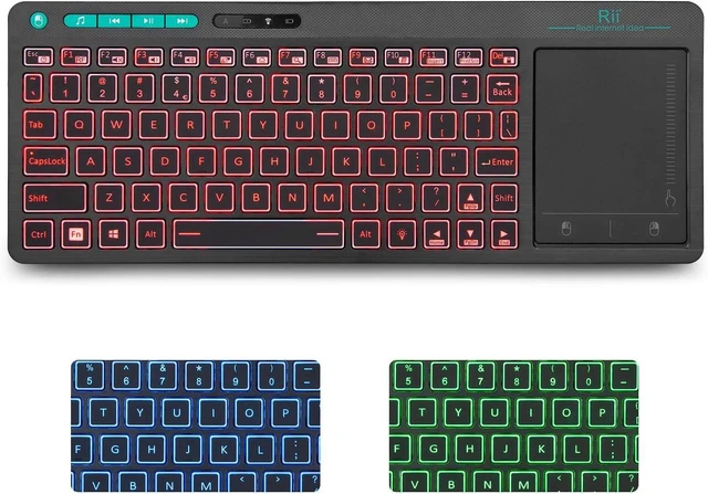 Alt view image 8 of 14 - Rii Wireless Keyboard,Touchpad Keyboard,3-Colors Backlight Keyboard, BigTouch Trackpad,Rechargeable Keyboard for Android TV Box,Smart TV,Xbox,Raspberry Pi,PC,Tablet,Android,Windows,MacOS