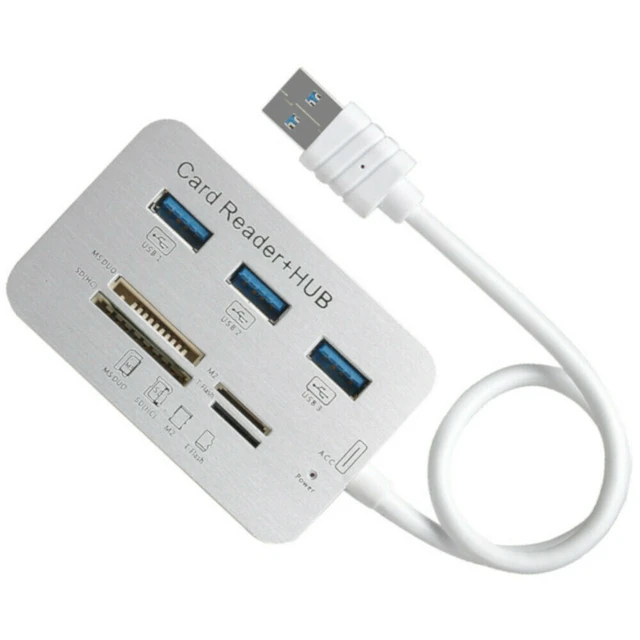 Alt view image 9 of 14 - Aluminum 3 Port USB 3.0 Hub MS SD M2 TF Multi-In-1 Memory Card Reader Adapter US