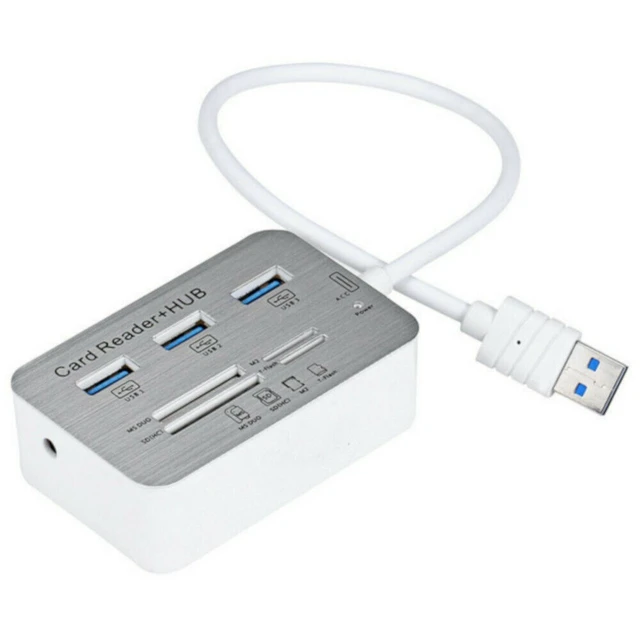 Alt view image 10 of 14 - Aluminum 3 Port USB 3.0 Hub MS SD M2 TF Multi-In-1 Memory Card Reader Adapter US