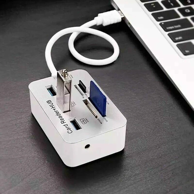 Alt view image 12 of 14 - Aluminum 3 Port USB 3.0 Hub MS SD M2 TF Multi-In-1 Memory Card Reader Adapter US