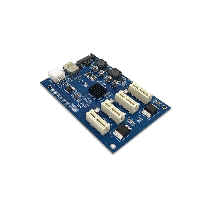 Alt view image 8 of 8 - PCIE 1 to 4 Port 1X Adapter Board PCI Express Multiplier Riser Card PCI-E 16X Riser GPU Graphics Adapter for Mining