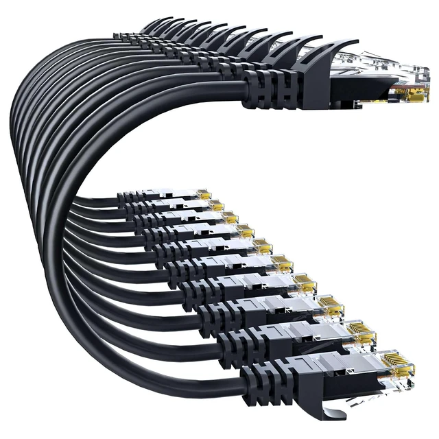 Alt view image 8 of 14 - Cat 6 Ethernet Cable 3FT 10Pack, Cat6 Ethernet Patch Cable 10Gbps, High-Speed UTP Cat6 Network Cable Pure Copper, Cat 6 Cable for Home and Office Network, Black