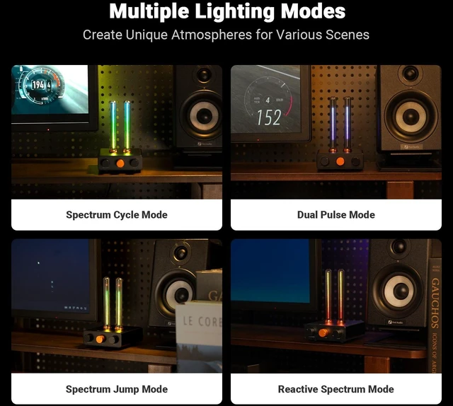 Alt view image 10 of 14 - Fosi Audio Music Visualizer, Sound Pickup Spectrum Analyzer, Vintage Tube RGB Ambient Light, Microphone Voice Picking Volume Display Meter for Home Stereo System Desktop, with Sensitivity Adjustment