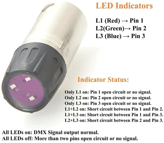 Alt view image 10 of 14 - DMX512 Signal Tester XLR 3Pin DMX512 Cable Tester DMX Signal Line Fault Test Tool for Stage Lighting, Moving Head, Beam lights (3Pin)
