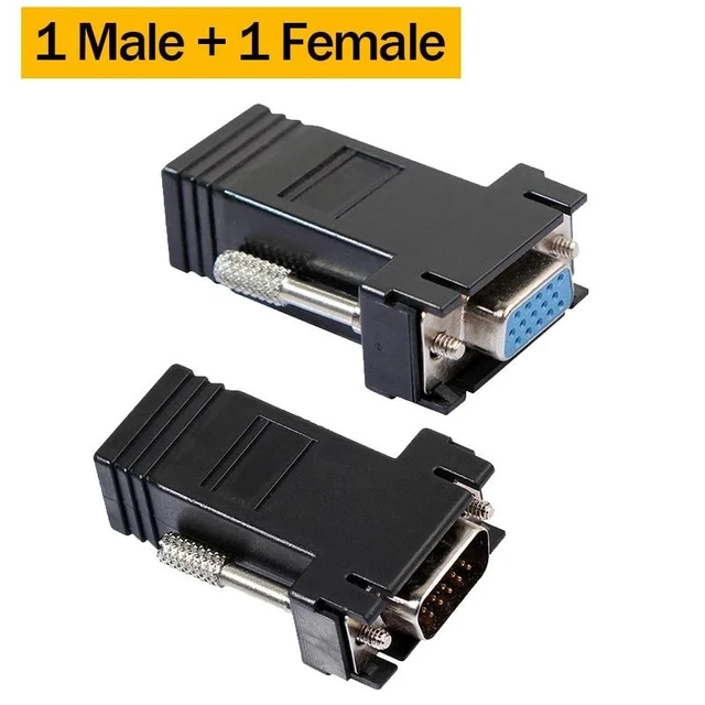 Alt view image 13 of 13 - VGA Extender VGA Male Female to LAN RJ45 CAT5e/6 Ethernet Cable to 20M VGA to Rj45 Video Extender for PC Laptop HDTV Projector(1 Male and 1 Female)