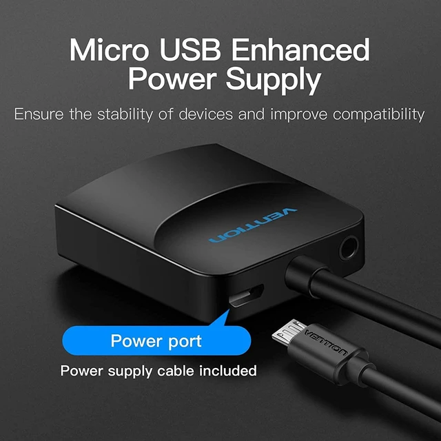 Alt view image 14 of 14 - VGA to HDMI Adapter with Audio (PC VGA Source Output to TV/Monitor with HDMI Connector) VENTION 1080P VGA to HDMI Adapter Cable for Computer Desktop Laptop PC Monitor HDTV (1.5FT/0.5M)