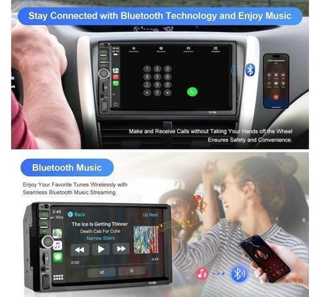 Alt view image 12 of 14 - Double Din Car Stereo Wireless Apple CarPlay Wireless Android Auto, 7 Inch Touchscreen Double Din Radio with Mirror Link,Bluetooth, Backup Camera, SWC/FM/USB/AUX