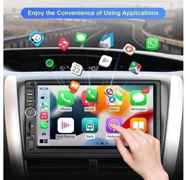 Alt view image 13 of 14 - Double Din Car Stereo Wireless Apple CarPlay Wireless Android Auto, 7 Inch Touchscreen Double Din Radio with Mirror Link,Bluetooth, Backup Camera, SWC/FM/USB/AUX