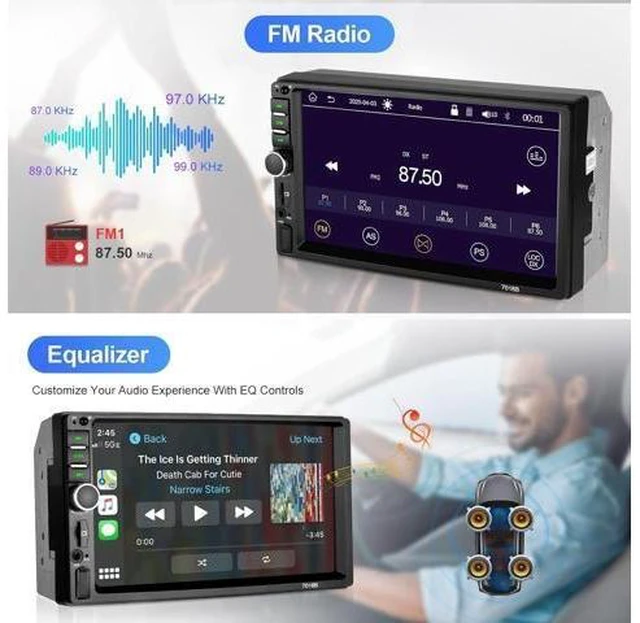 Alt view image 11 of 14 - Double Din Car Stereo Wireless Apple CarPlay Wireless Android Auto, 7 Inch Touchscreen Double Din Radio with Mirror Link,Bluetooth, Backup Camera, SWC/FM/USB/AUX