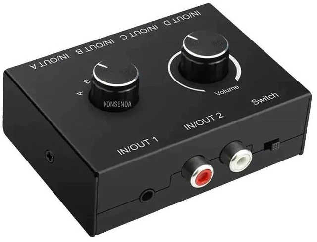 Alt view image 8 of 12 - 4 Channel 3.5mm Stereo Audio Switch 4x1 Bi-directional 3.5mm R/L Audio Switcher Splittrt Stereor 4 in 1 out/1 in 4 out Converter
