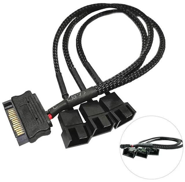 Alt view image 6 of 10 - 1Pcs 30cm SATA 1 To 3 4-Pin Power Cable PC Computer Cooling Fan Splitter Hub Converter Adapter Extension Wire Cord