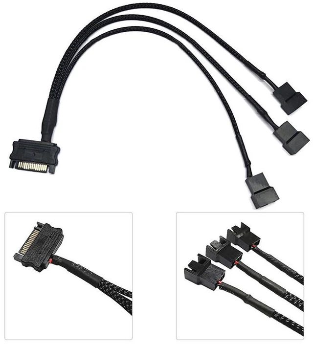 Alt view image 7 of 10 - 1Pcs 30cm SATA 1 To 3 4-Pin Power Cable PC Computer Cooling Fan Splitter Hub Converter Adapter Extension Wire Cord