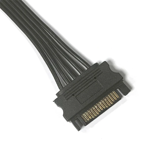 Alt view image 11 of 14 - 15Pin SATA Power Supply Splitter Cable Hard Drive 1 Male to 5 Female Extension Power Cord for Chia DIY PC Sever Wire length 76mm