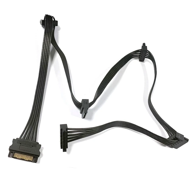 Alt view image 10 of 14 - 15Pin SATA Power Supply Splitter Cable Hard Drive 1 Male to 5 Female Extension Power Cord for Chia DIY PC Sever Wire length 76mm