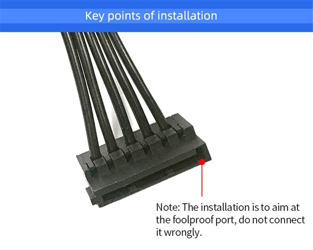 Alt view image 13 of 14 - 15Pin SATA Power Supply Splitter Cable Hard Drive 1 Male to 5 Female Extension Power Cord for Chia DIY PC Sever Wire length 76mm